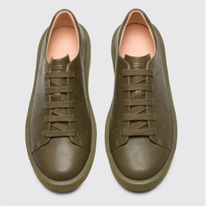 CAMPER Courb Olive Green Leather Comfort Sneaker